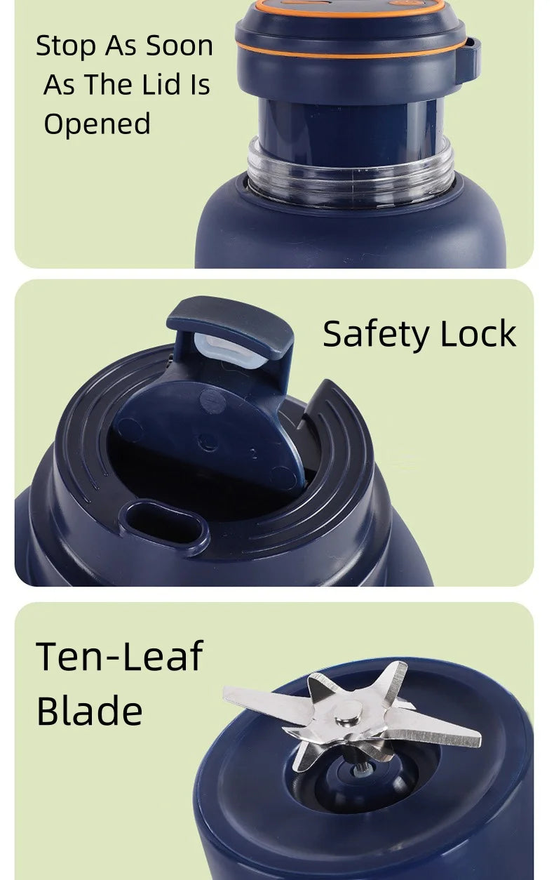 Portable Electric Juicer Blender for Home, USB Charging, Fruit Juicer, Lemon, Orange, Fruit Juicing, Drinking Outdoor Machine