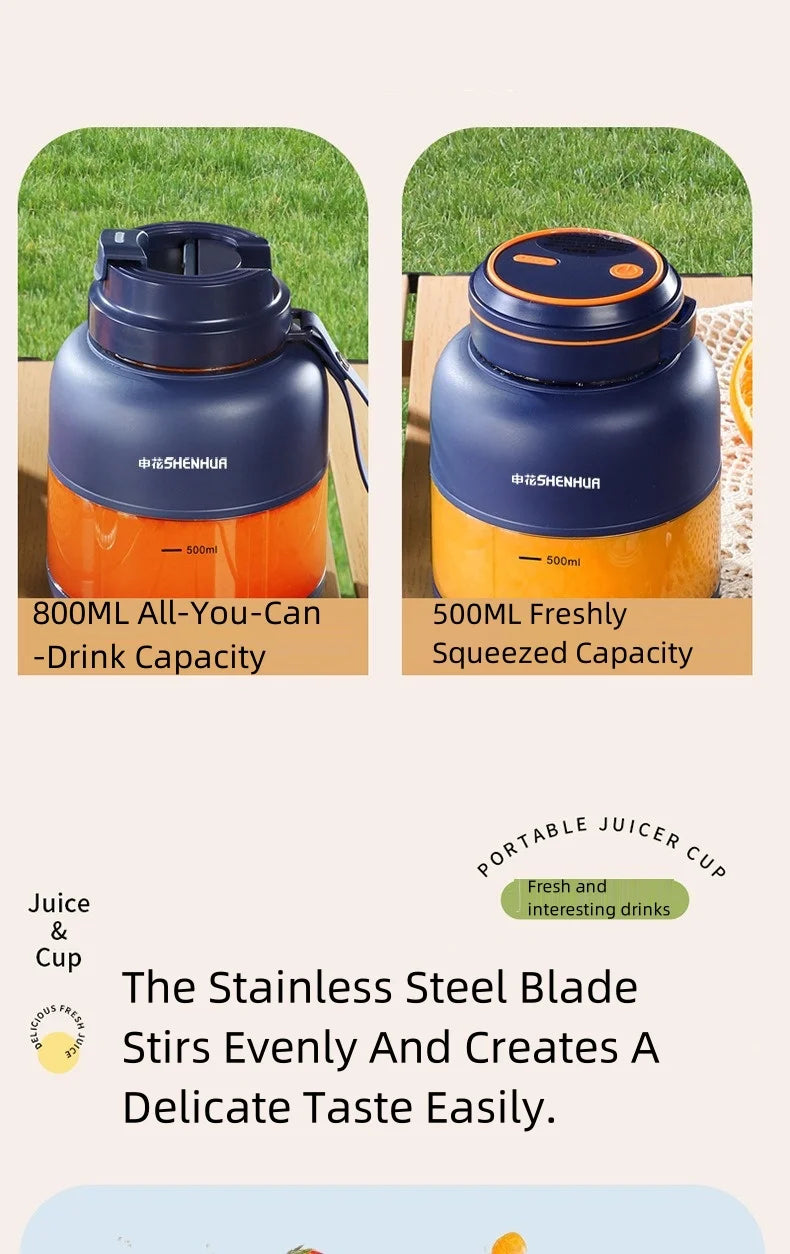 Portable Electric Juicer Blender for Home, USB Charging, Fruit Juicer, Lemon, Orange, Fruit Juicing, Drinking Outdoor Machine