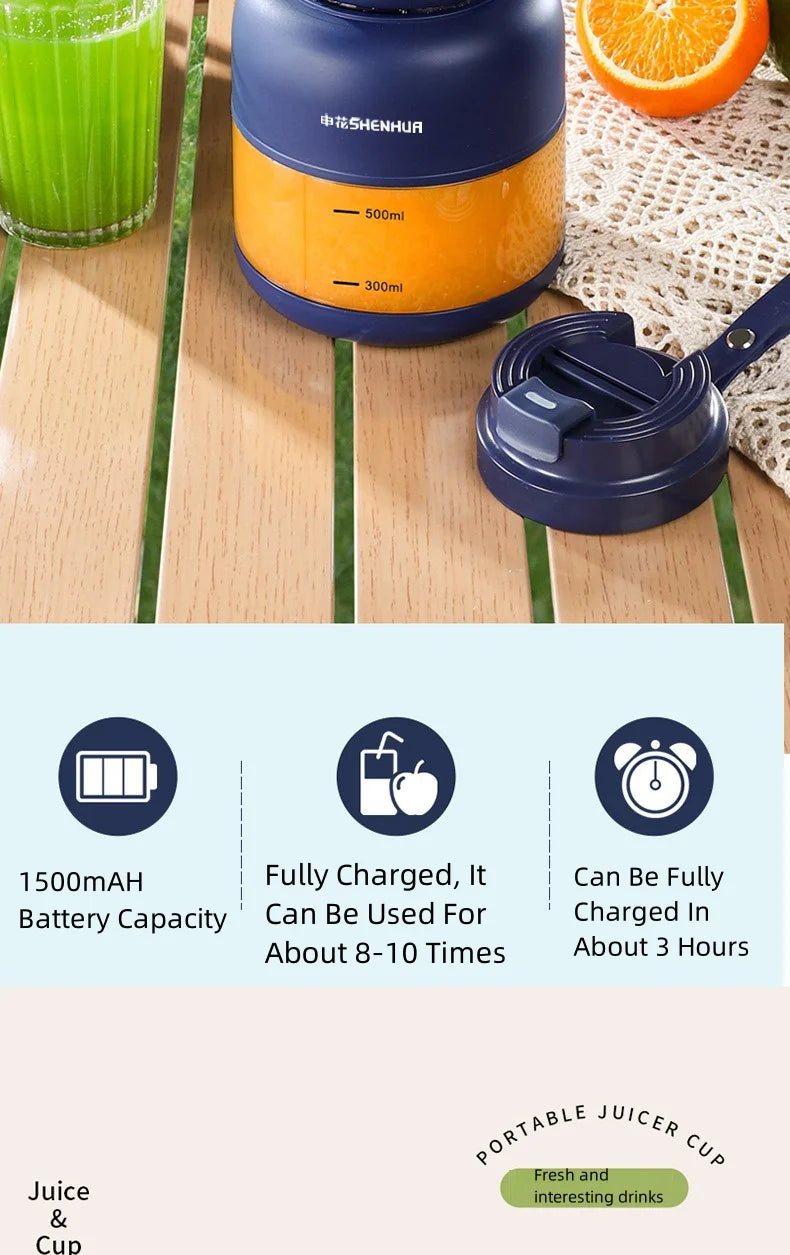 Portable Electric Juicer Blender for Home, USB Charging, Fruit Juicer, Lemon, Orange, Fruit Juicing, Drinking Outdoor Machine