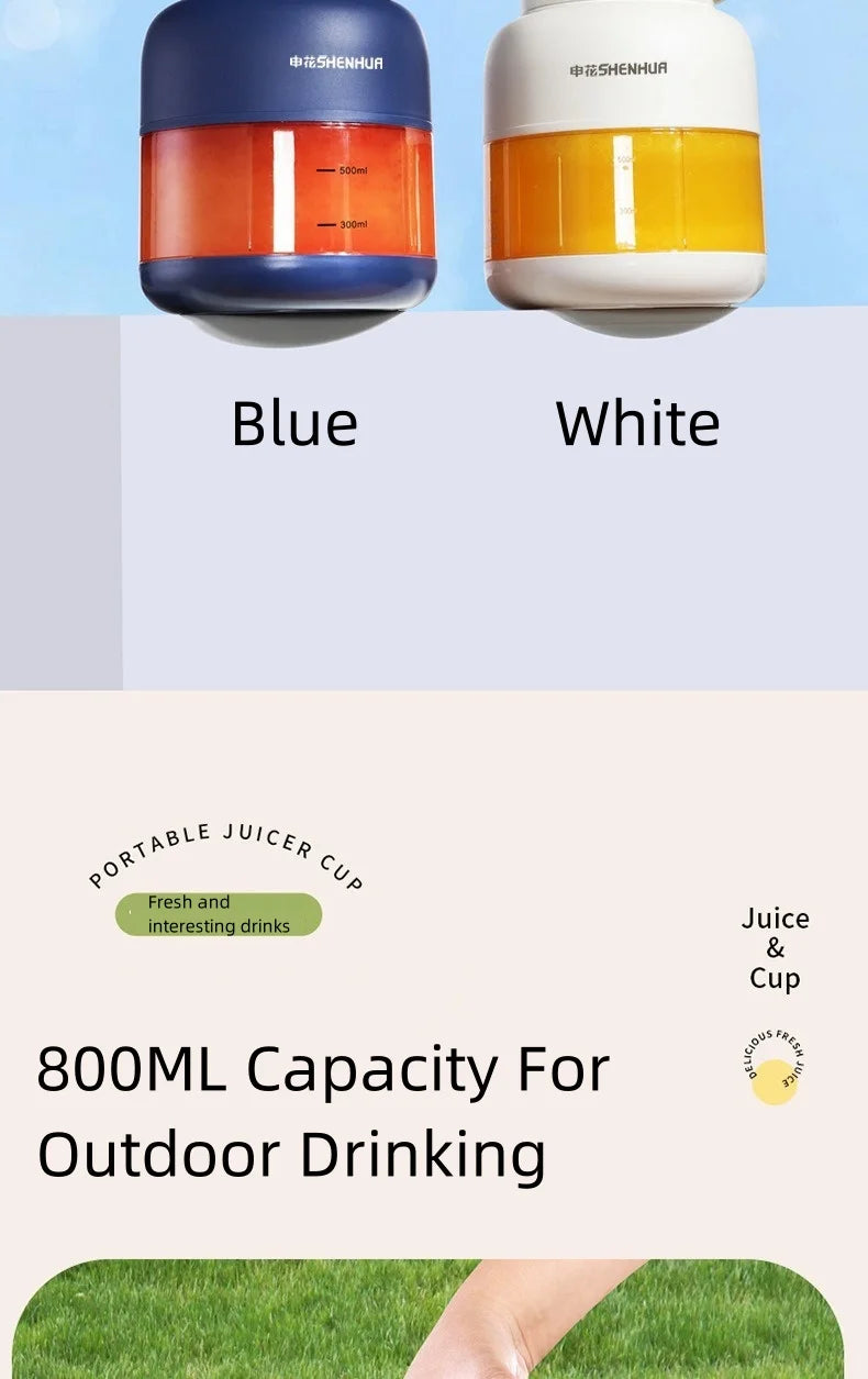 Portable Electric Juicer Blender for Home, USB Charging, Fruit Juicer, Lemon, Orange, Fruit Juicing, Drinking Outdoor Machine