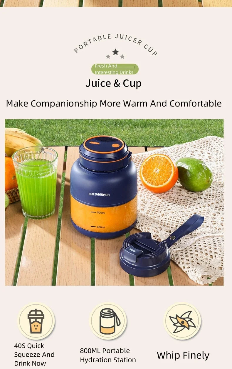 Portable Electric Juicer Blender for Home, USB Charging, Fruit Juicer, Lemon, Orange, Fruit Juicing, Drinking Outdoor Machine