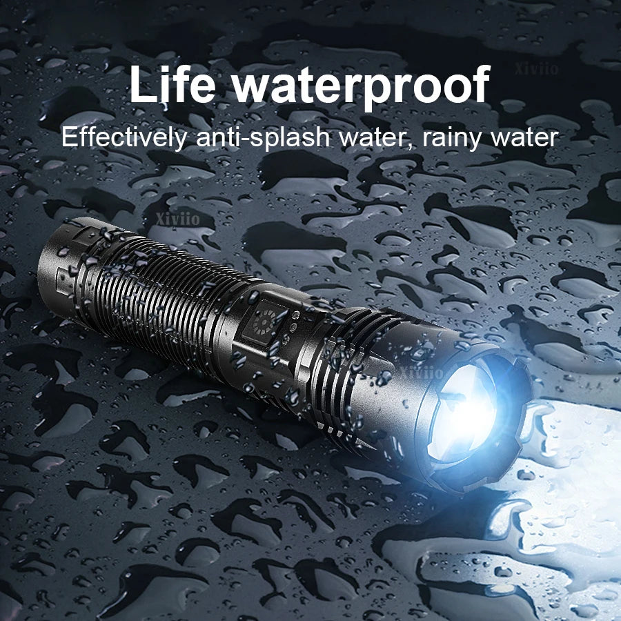 9000000LM LED Strong Light Flashlight Portable Rechargeable Lamp Built-in Battery Long Range Tactical Lantern Outdoor Lights