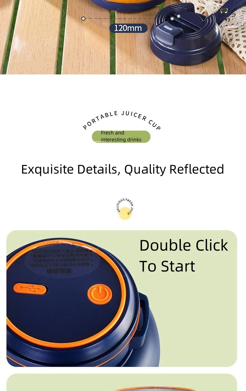 Portable Electric Juicer Blender for Home, USB Charging, Fruit Juicer, Lemon, Orange, Fruit Juicing, Drinking Outdoor Machine